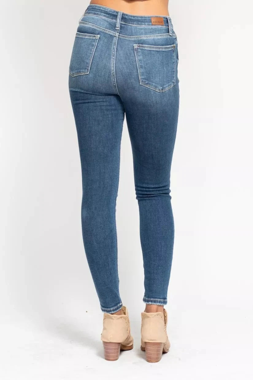 Judy Blue Full Size High Rise Button Fly Skinny Jeans Plus Size Coco’s Tee Boutique
