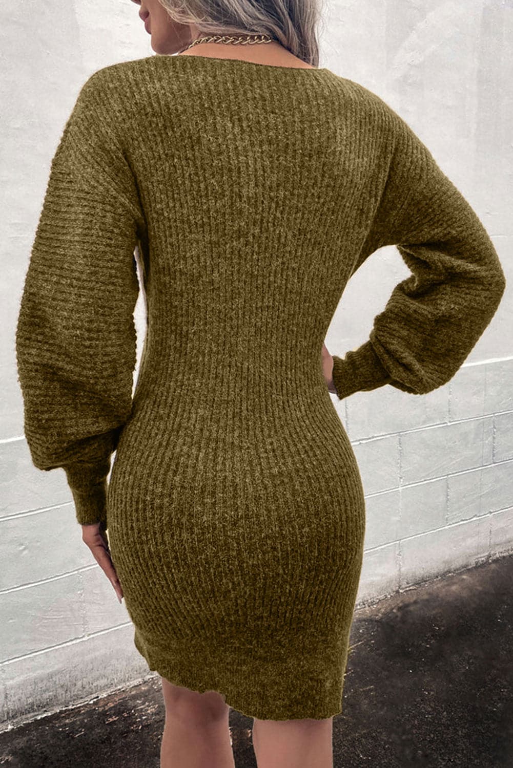 Ribbed Long Sleeve Sweater Dress.