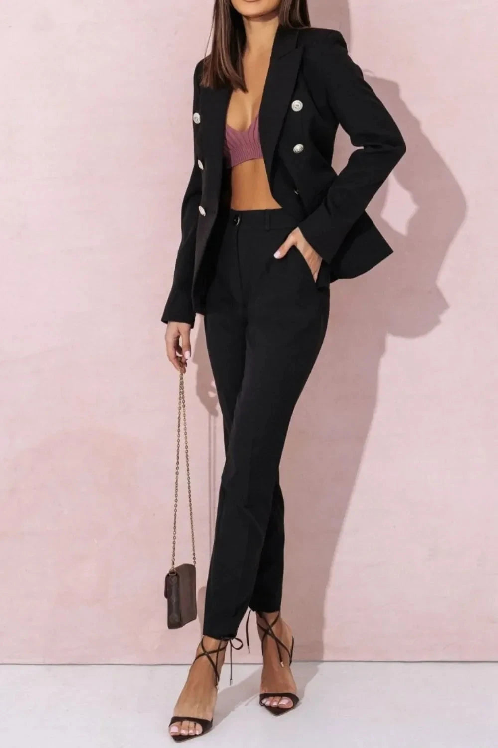 Power Play Double-Breasted Blazer & Tailored Pants Set – Sizes S to 3XL Coco’s Tee Boutique