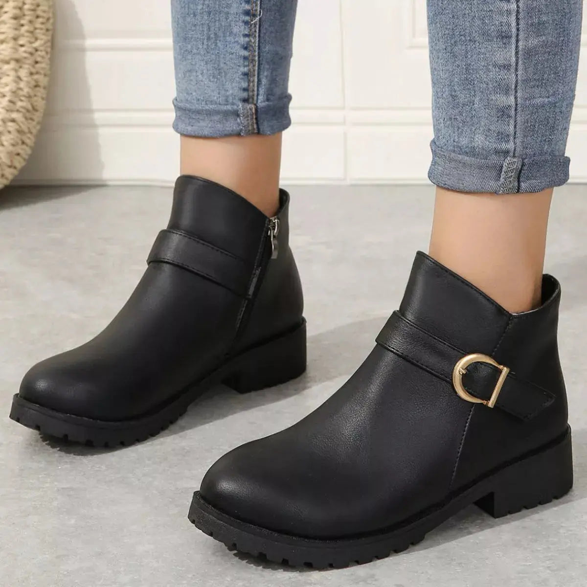 Round Toe Block Heels Boots Simply Love