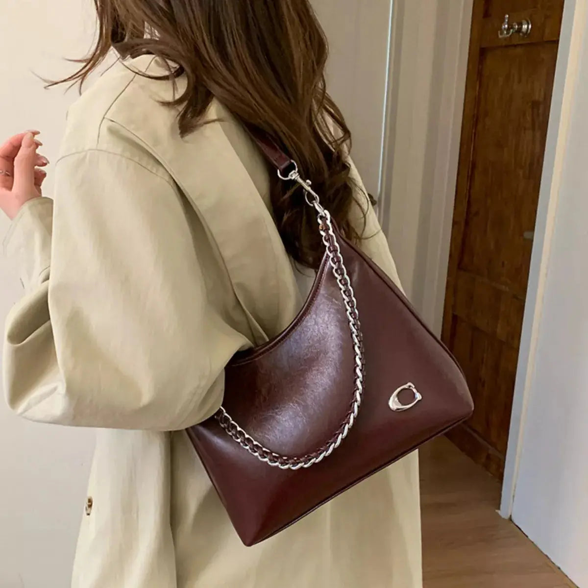 Chic Chain Accent Shoulder Bag Simply Love