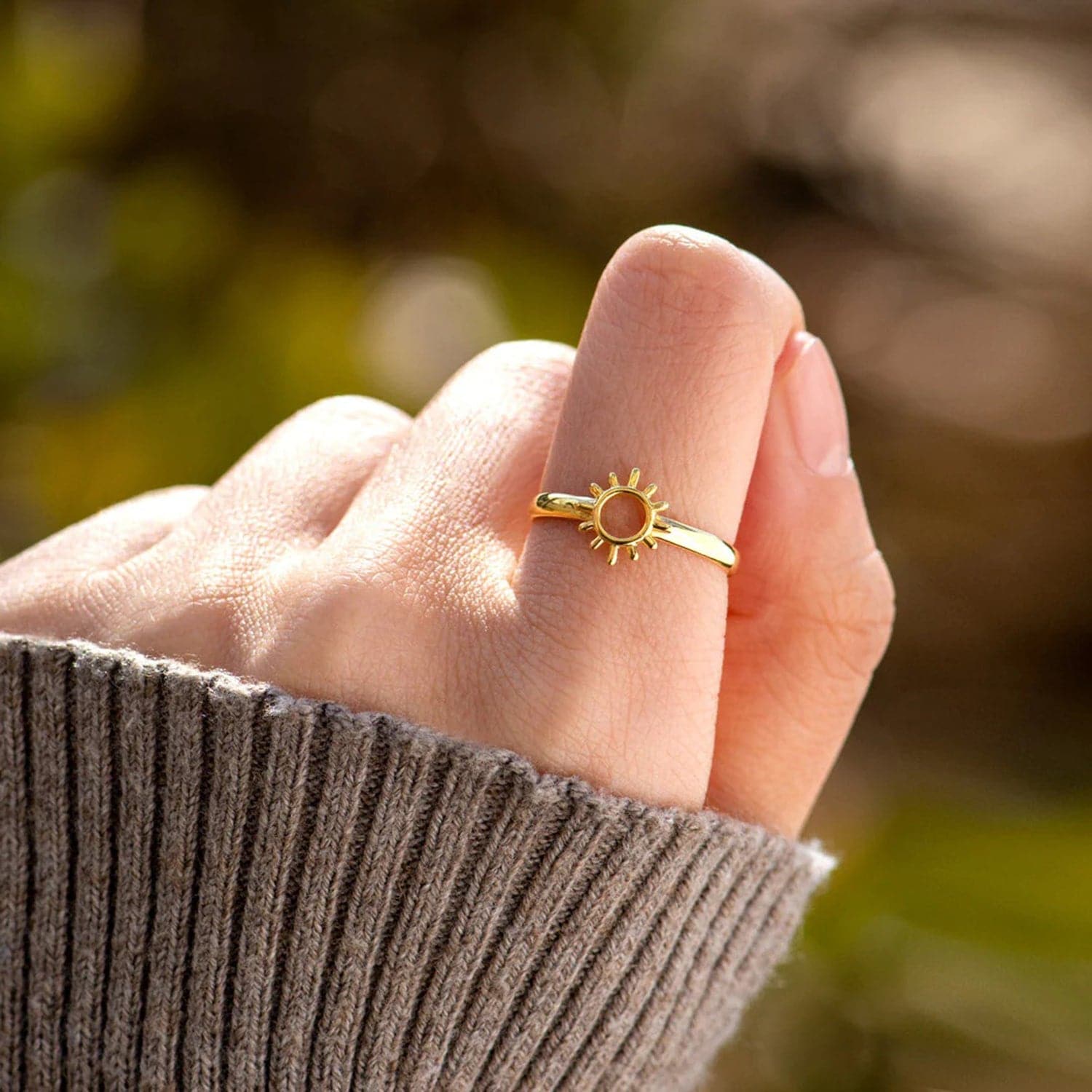 Sun Shape 18K Gold-Plated Ring.