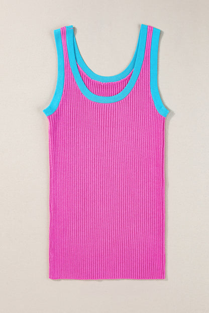 Trendy pink ribbed tank top