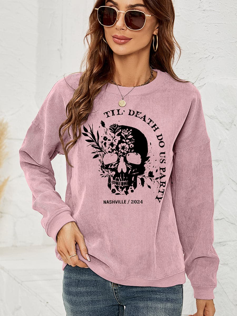 Skull print oversized sweatshirt with dropped shoulders