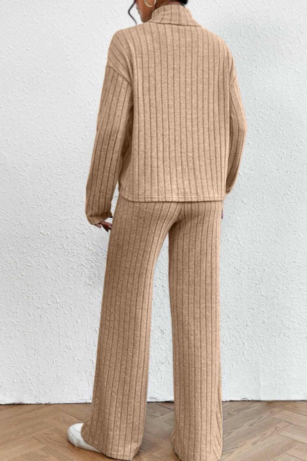 Chic mock neck top & pants set - Love Salve 