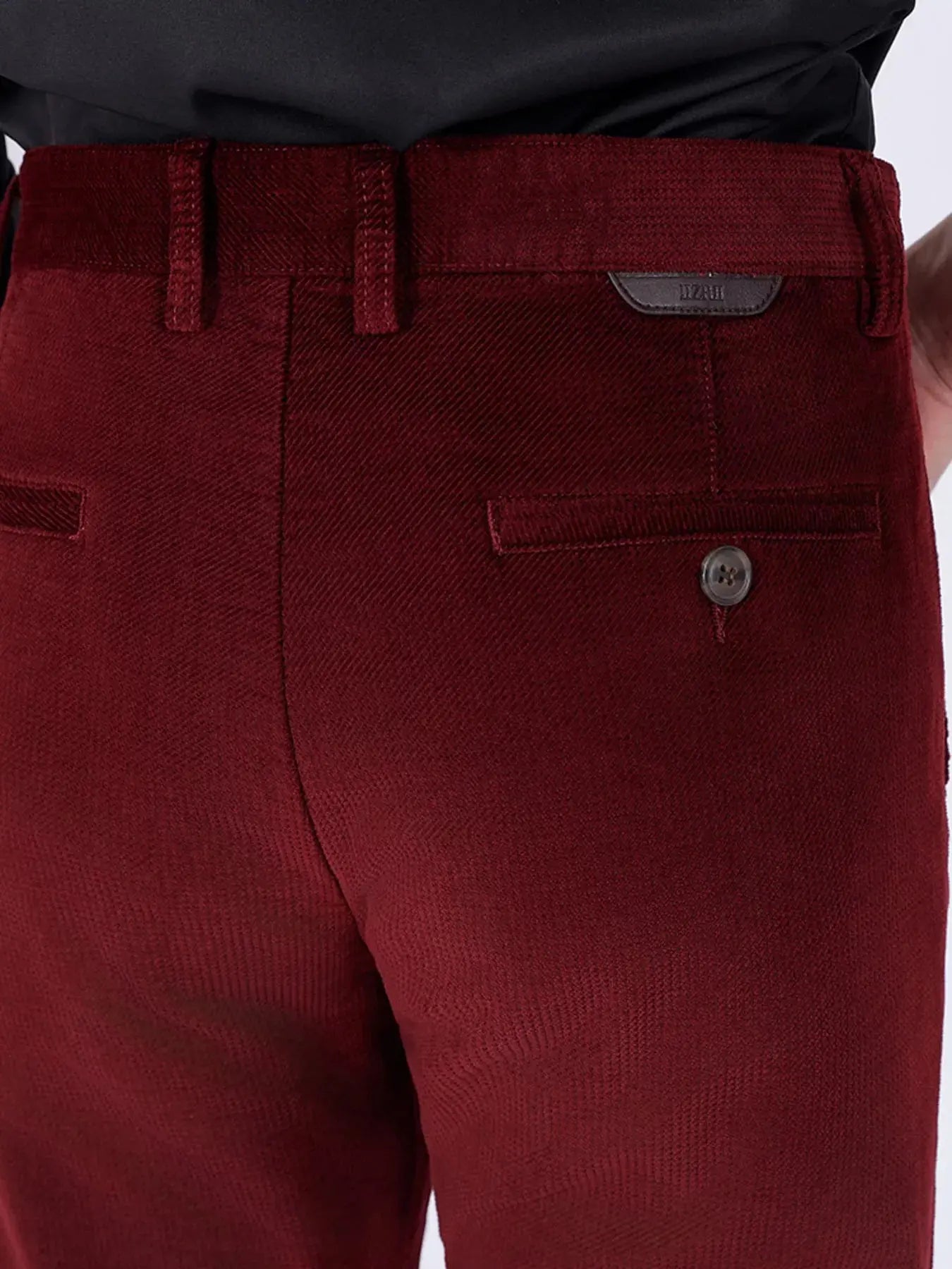 Men's Corduroy Slim Fit Pants In Burgundy For Everyday Wear Simply Love
