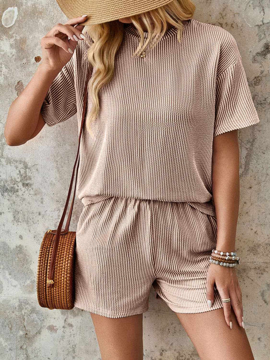 Textured loungewear set - shorts & top - Love Salve 