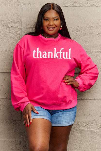 Simply Love Full Size THANKFUL Graphic Sweatshirt.