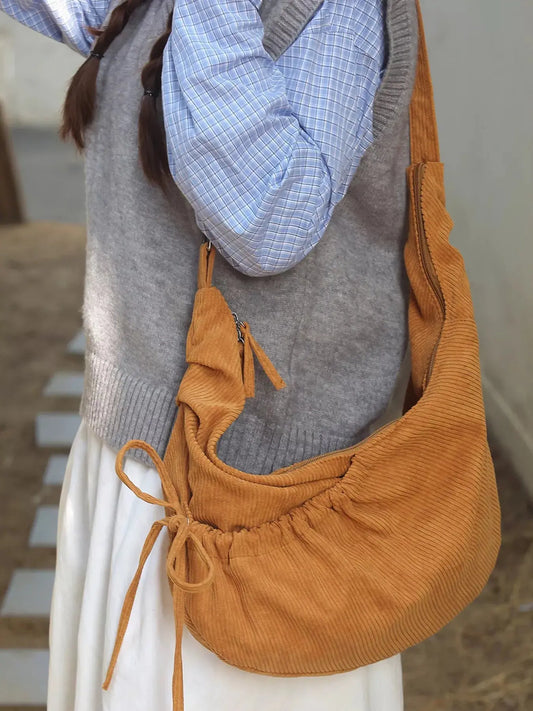 Corduroy Drawstring Crossbody Bag Simply Love