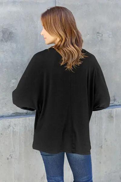 Double Take Full Size Round Neck Long Sleeve T-Shirt - Love Salve