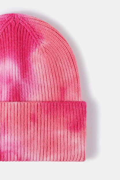 Tie-Dye Cuffed Rib-Knit Beanie Hat.