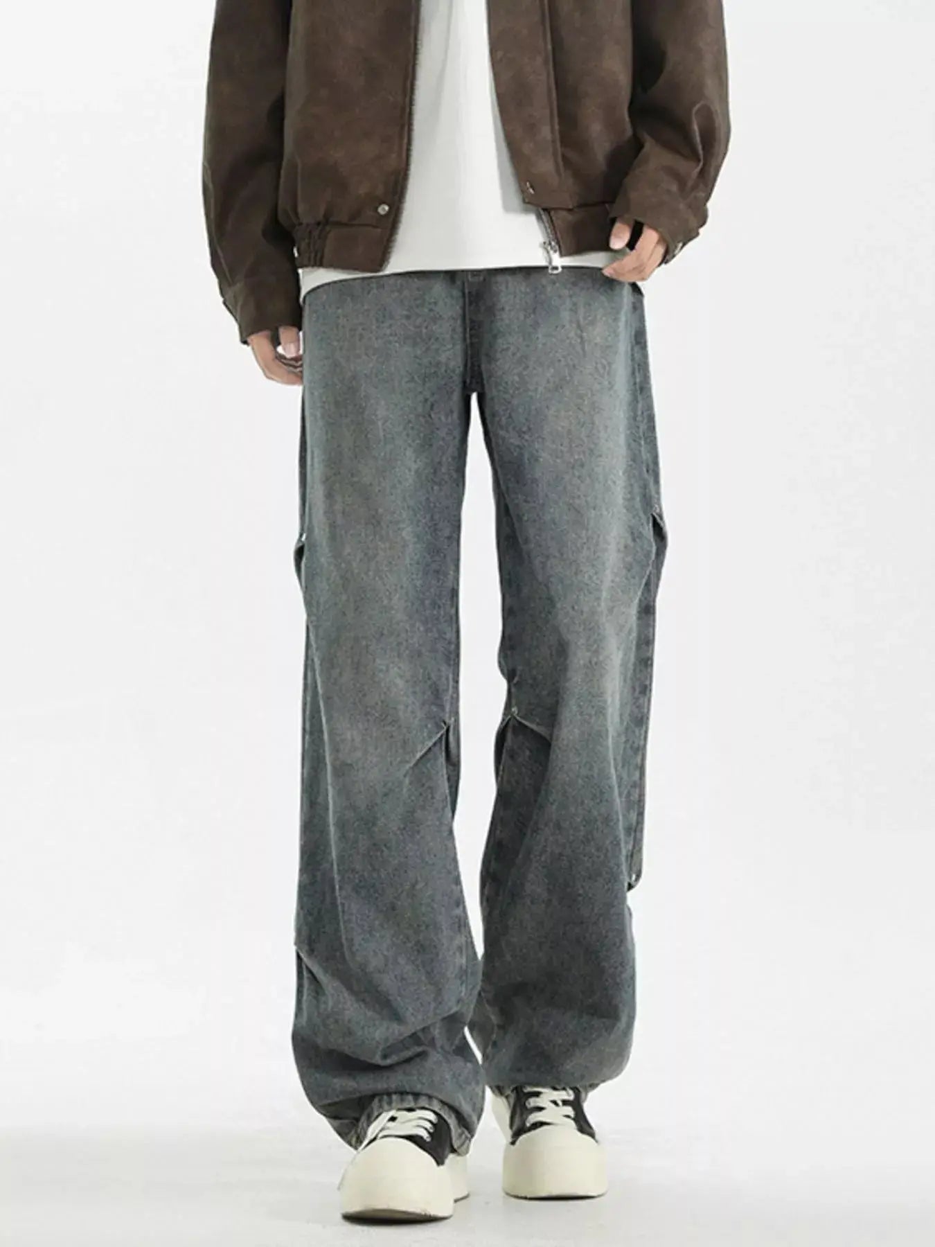 Men's Plus Size Wide Leg Jeans Washed Denim Casual Wear Simply Love