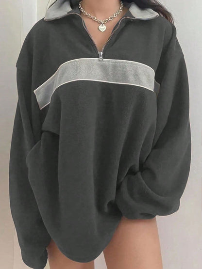 Cozy contrast long sleeve sweatshirt with dropped shoulders