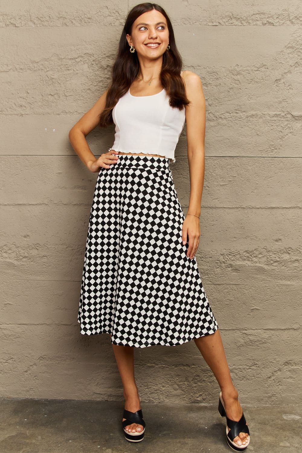 Ninexis Wide Waistband Knee Length Skirt.