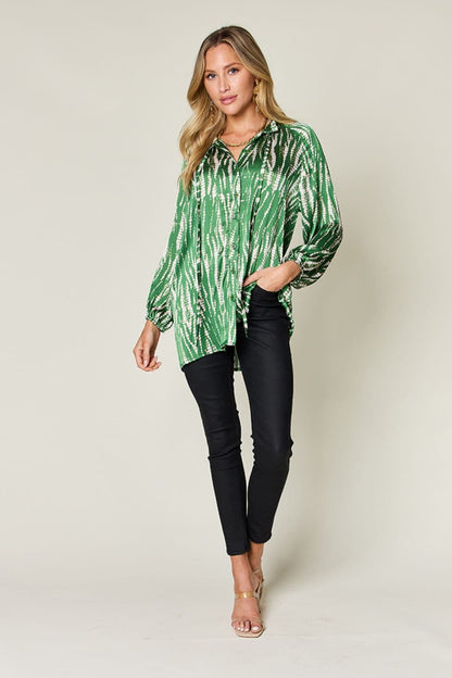 Double Take Full Size Printed Button Up Long Sleeve ShirtElevate Your Wardrobe with the Double Take Full Size Printed Button Up Long Sleeve Shirt
 Discover a perfect blend of style and comfort with our Double Take Full SizLove Salve Full Size Printed ButtonTikTok