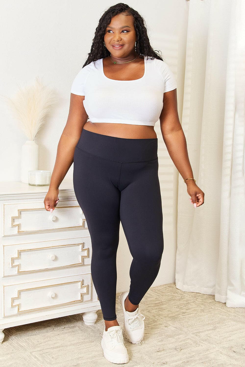 Double Take Wide Waistband Sports Leggings.