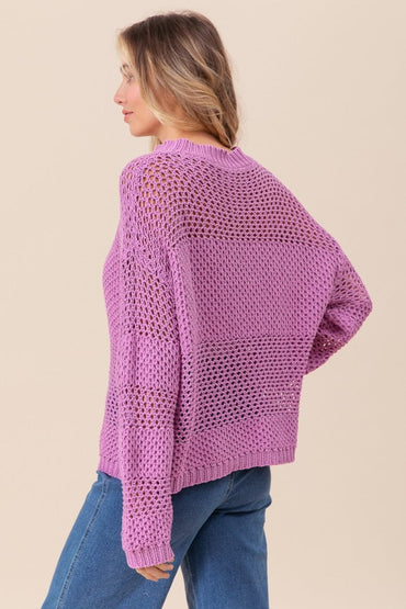 BiBi Openwork Long Sleeve Knit Top.