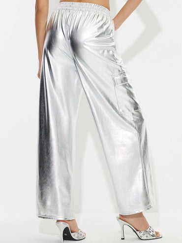 Elastic Waist Wide Leg Pants.