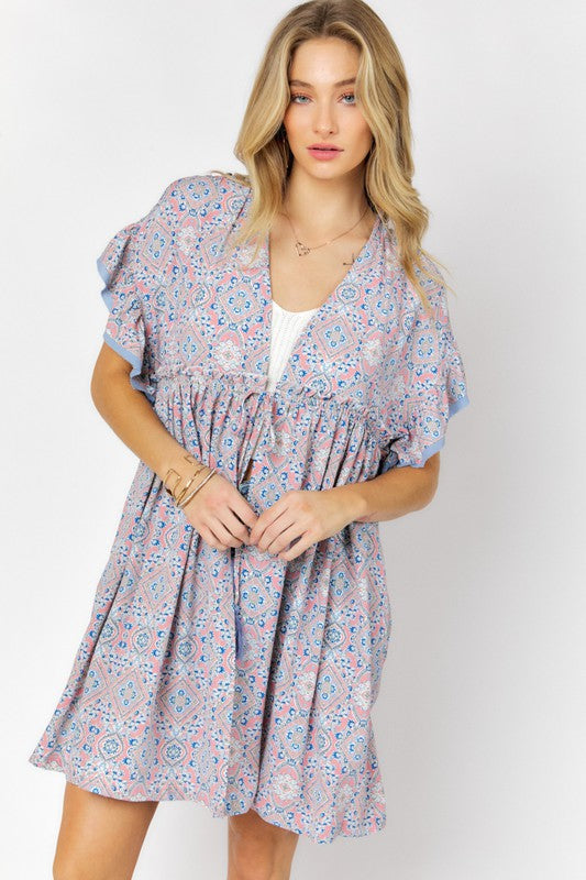 Charming Ruffle Kimono in Print