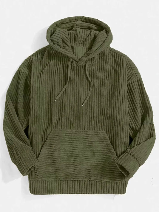 Men's Full Size Casual Corduroy Hoodie Plus Size Simply Love