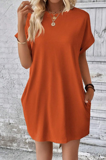 Casual round neck pocket tee dress