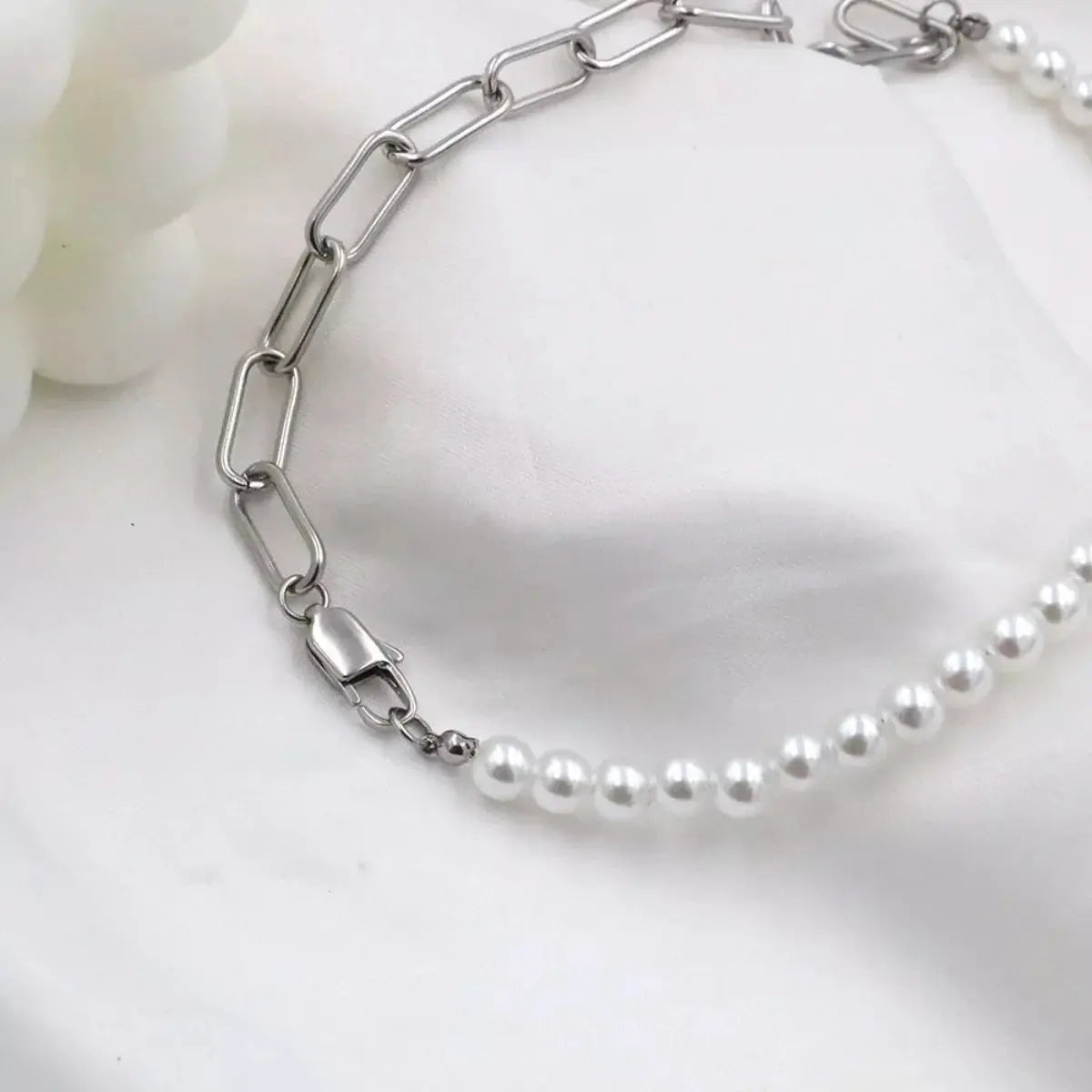 Pearl & Chain Link Necklace Simply Love