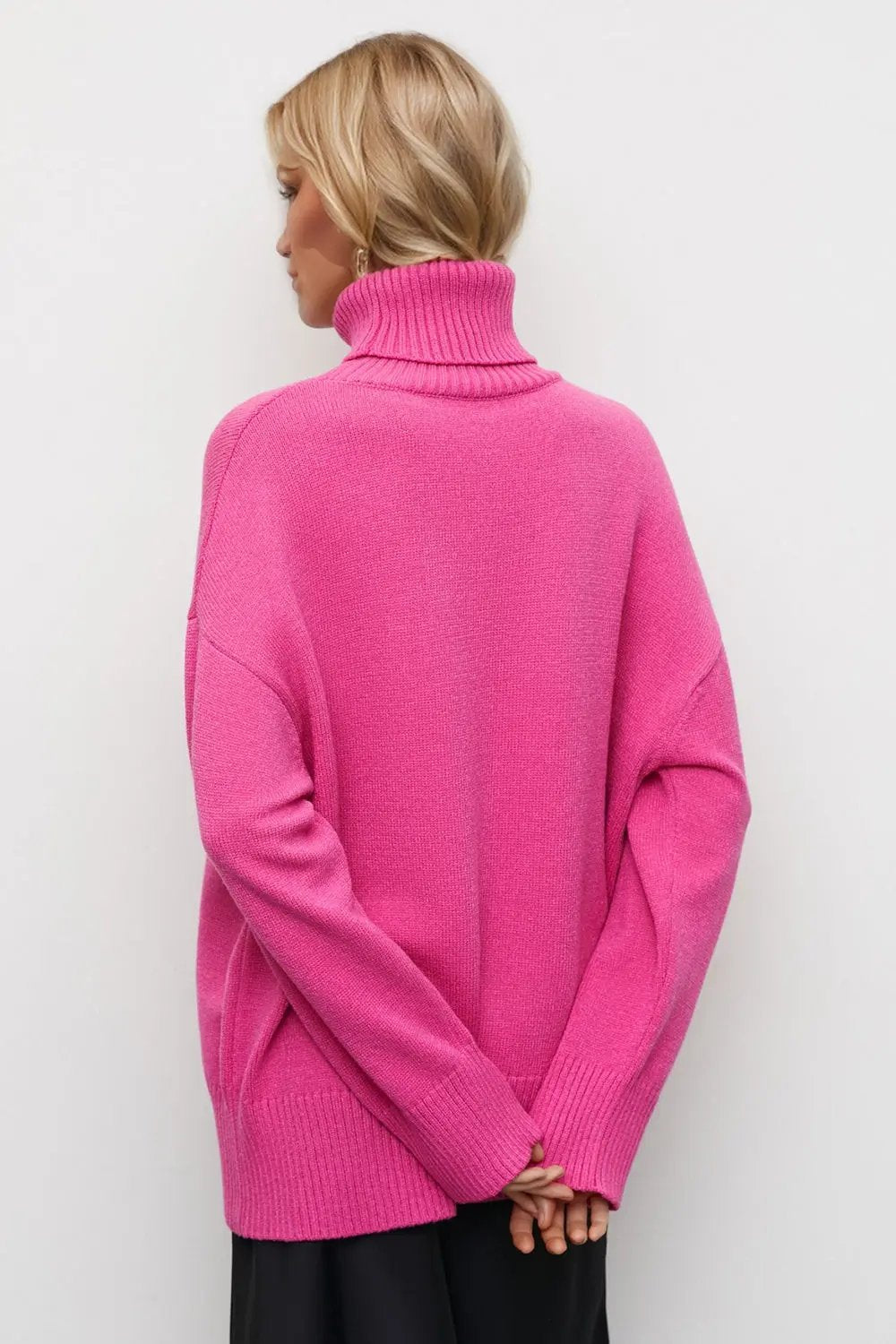 Basic Bae Turtleneck Dropped Shoulder Long Sleeve Sweater - Love Salve