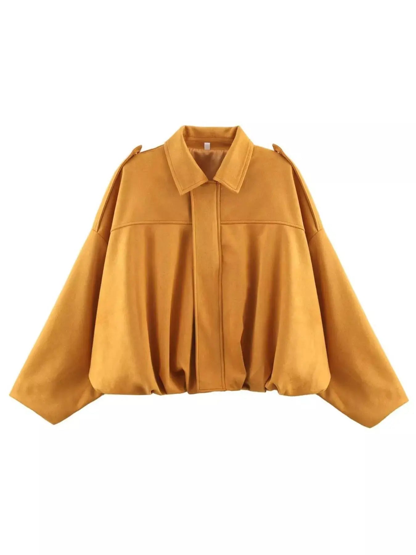 Collared Neck Dropped Shoulder Jacket Simply Love