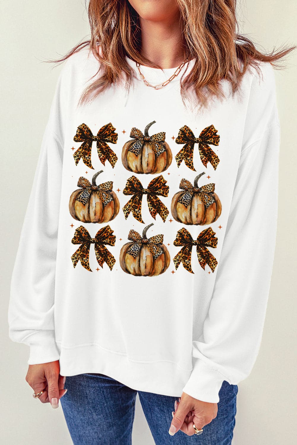 Pumpkin & Bow Graphic Long Sleeve SweatshirtFeatures: Basic style
Sheer: Opaque
Stretch: No stretch
Material composition: 50% polyester, 50% cotton
Care instructions: Machine wash cold. Tumble dry low.
ImporteLove Salve Pumpkin & Bow Graphic Long Sleeve SweatshirtSweatshirts & Hoodies