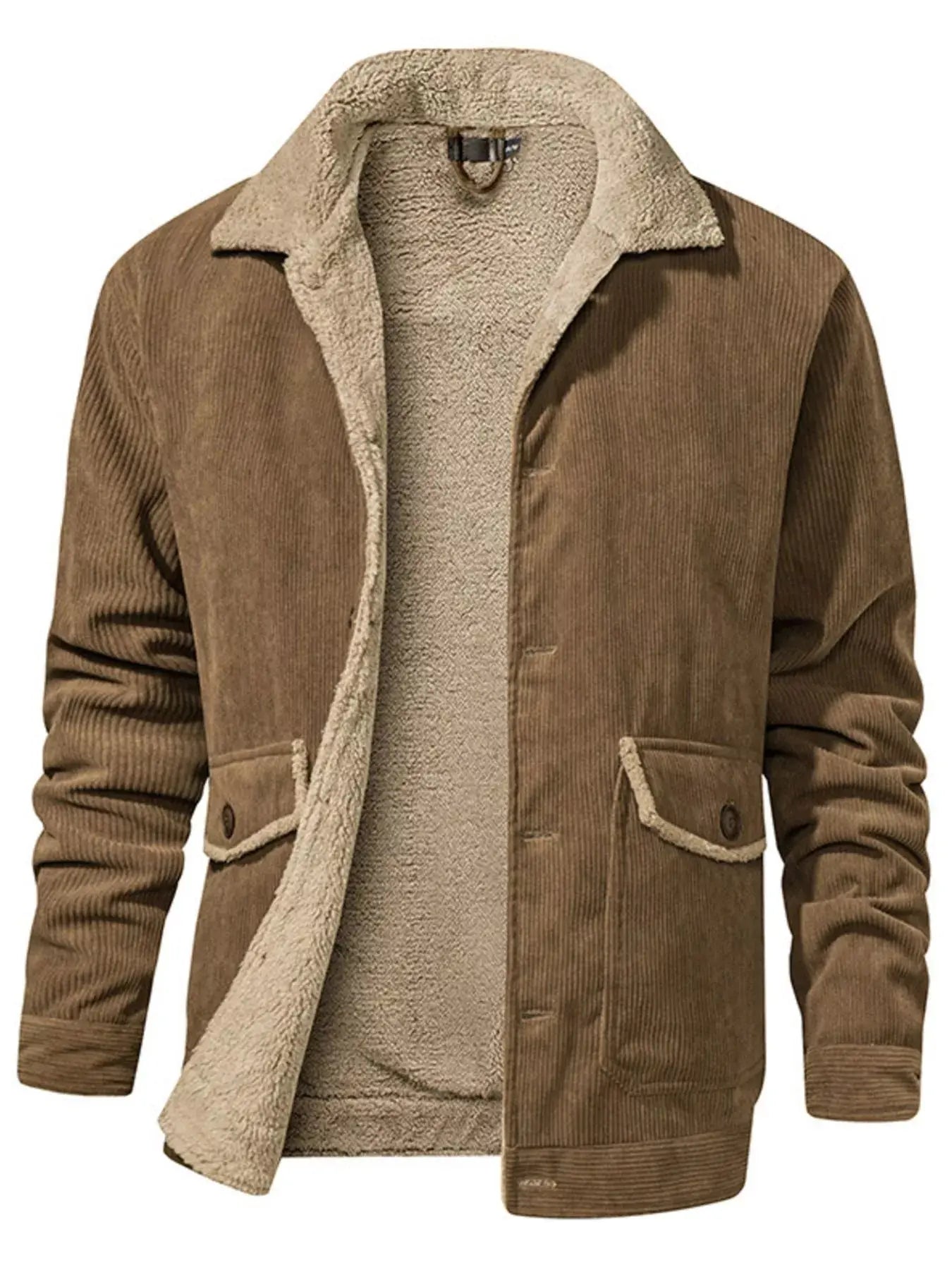 Men's Corduroy Sherpa Lined Button-Up Jacket Simply Love