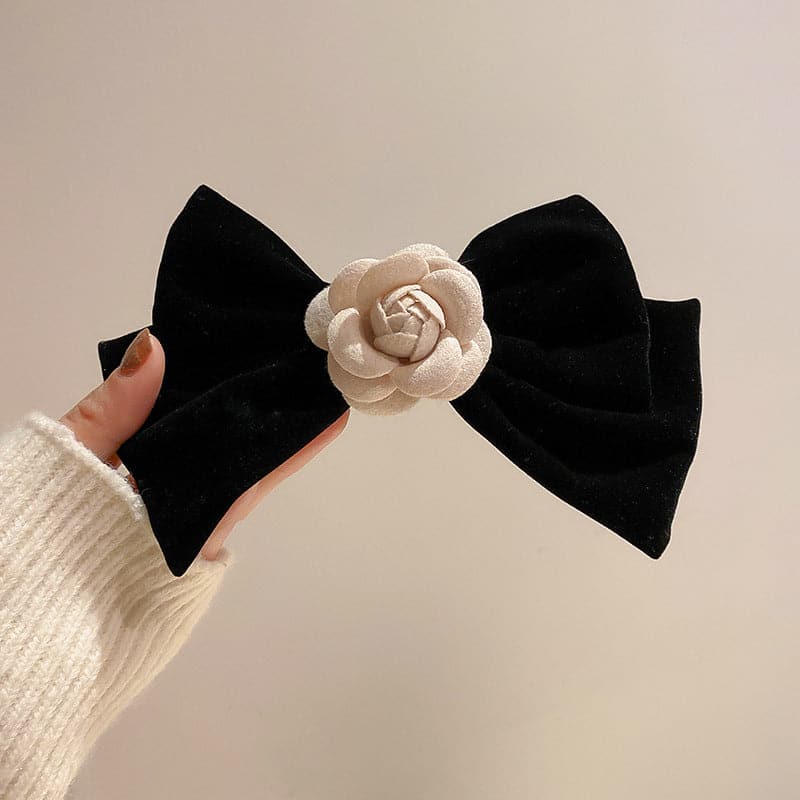 Rose Trim Bow Hair Clip.