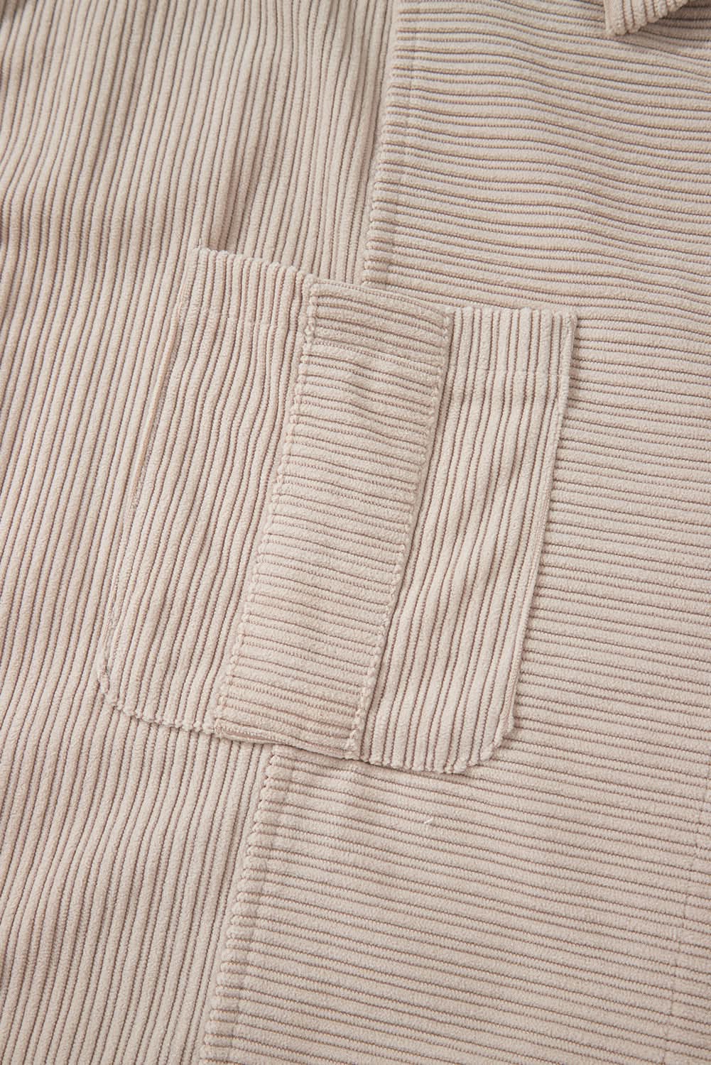 Brown Color Block Chest Pockets Buttoned Corduroy Shacket - Love Salve 