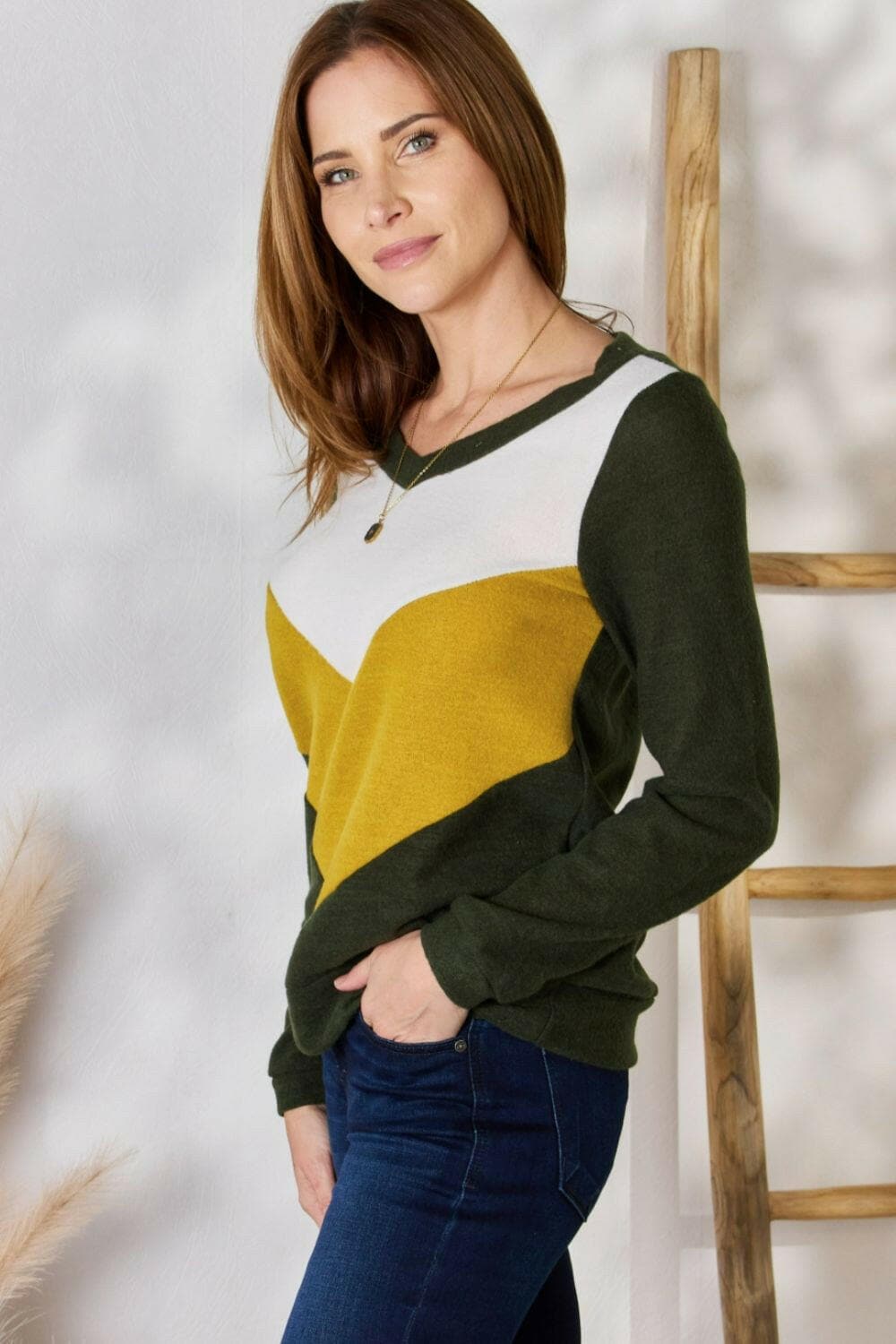 Hailey & Co Full Size Colorblock V-Neck BlouseElevate Your Wardrobe with the Hailey &amp; Co Full Size Colorblock V-Neck Blouse
 Transform your style with the Hailey &amp; Co Full Size Colorblock V-Neck Blouse, Love Salve Full Size ColorblockBlouses