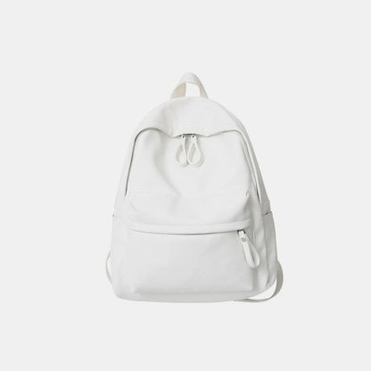 PU Leather Zip Backpack Bag.