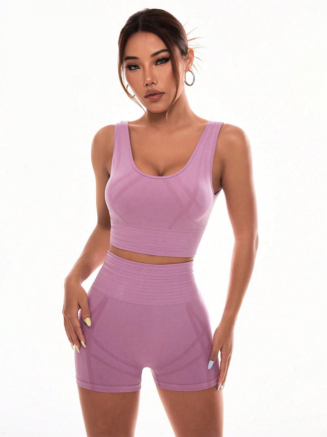 Scoop Neck Wide Strap Top and Shorts Active Set.