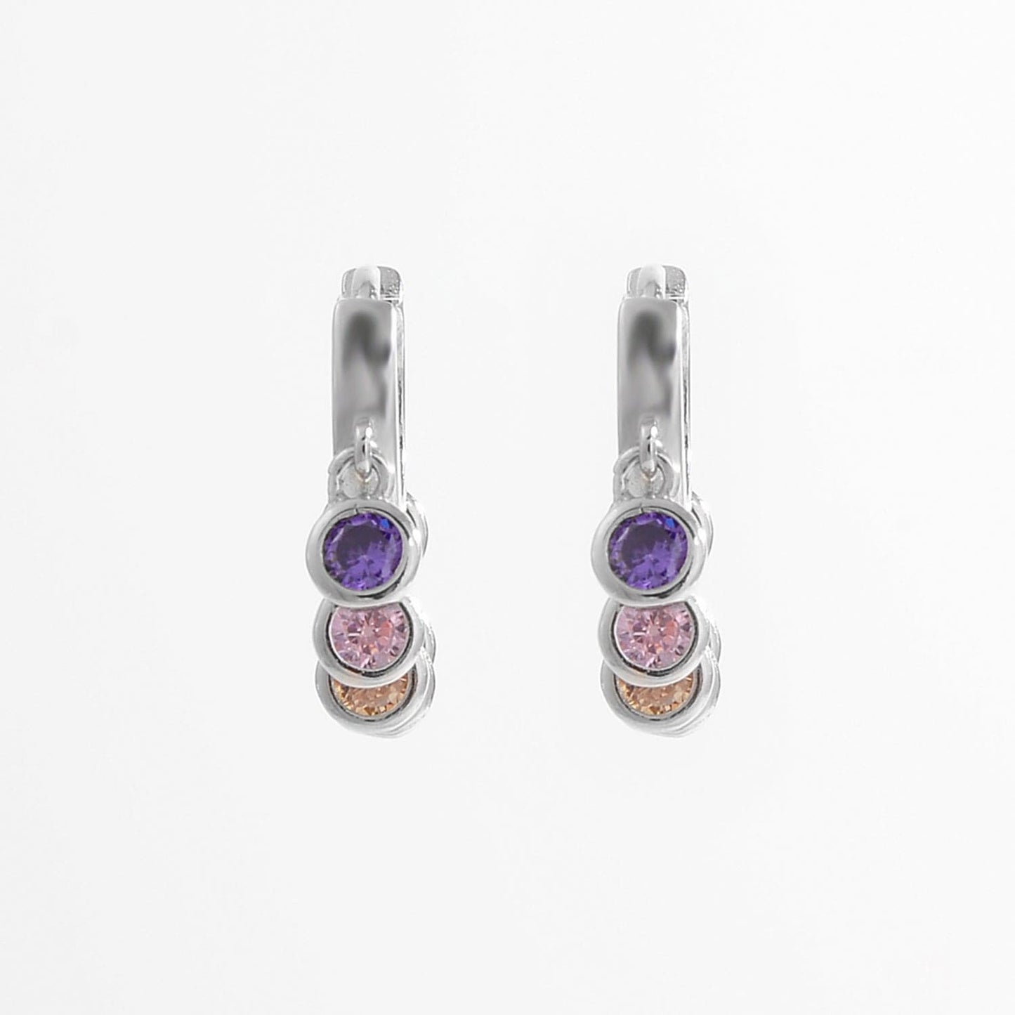 Zircon 925 Sterling Silver Huggie Earrings.