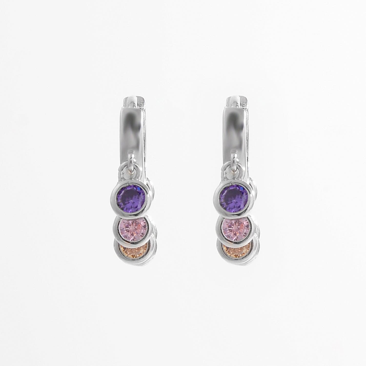 Zircon 925 Sterling Silver Huggie Earrings.