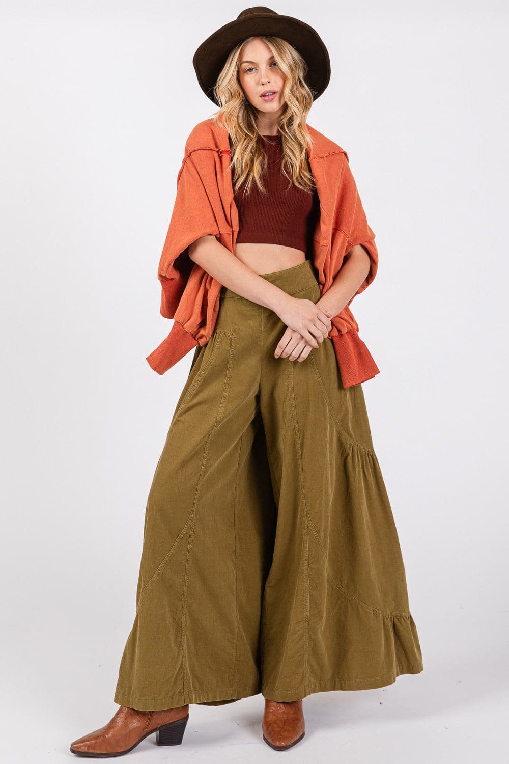 SAGE + FIG High Rise Corduroy Wide Leg Pants.