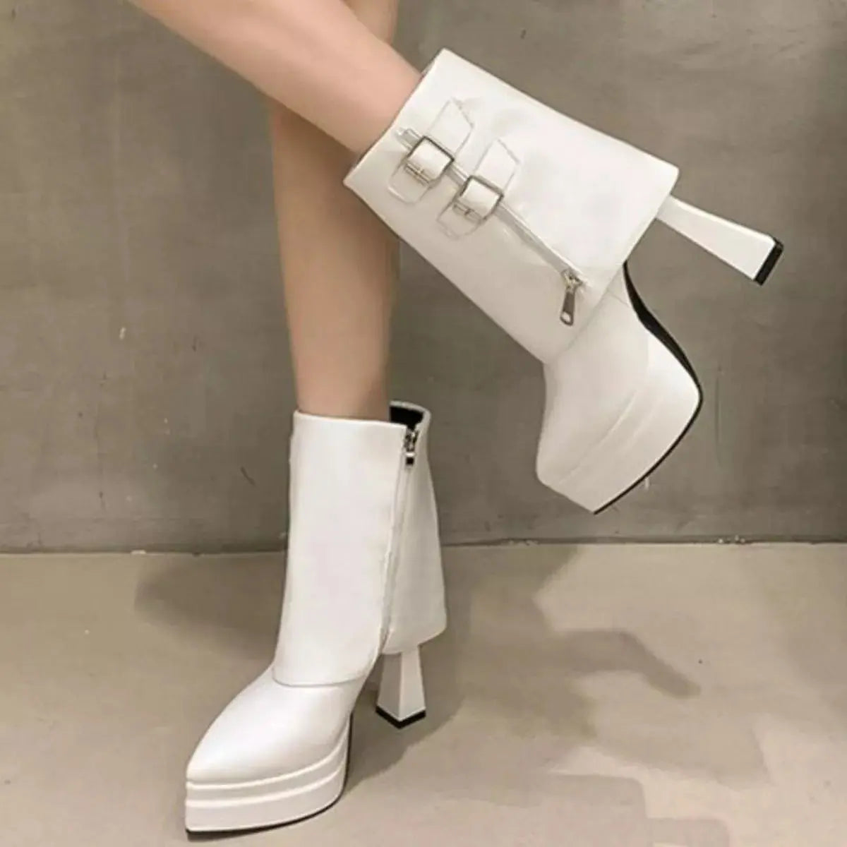 Point Toe Block Heels Boots Simply Love