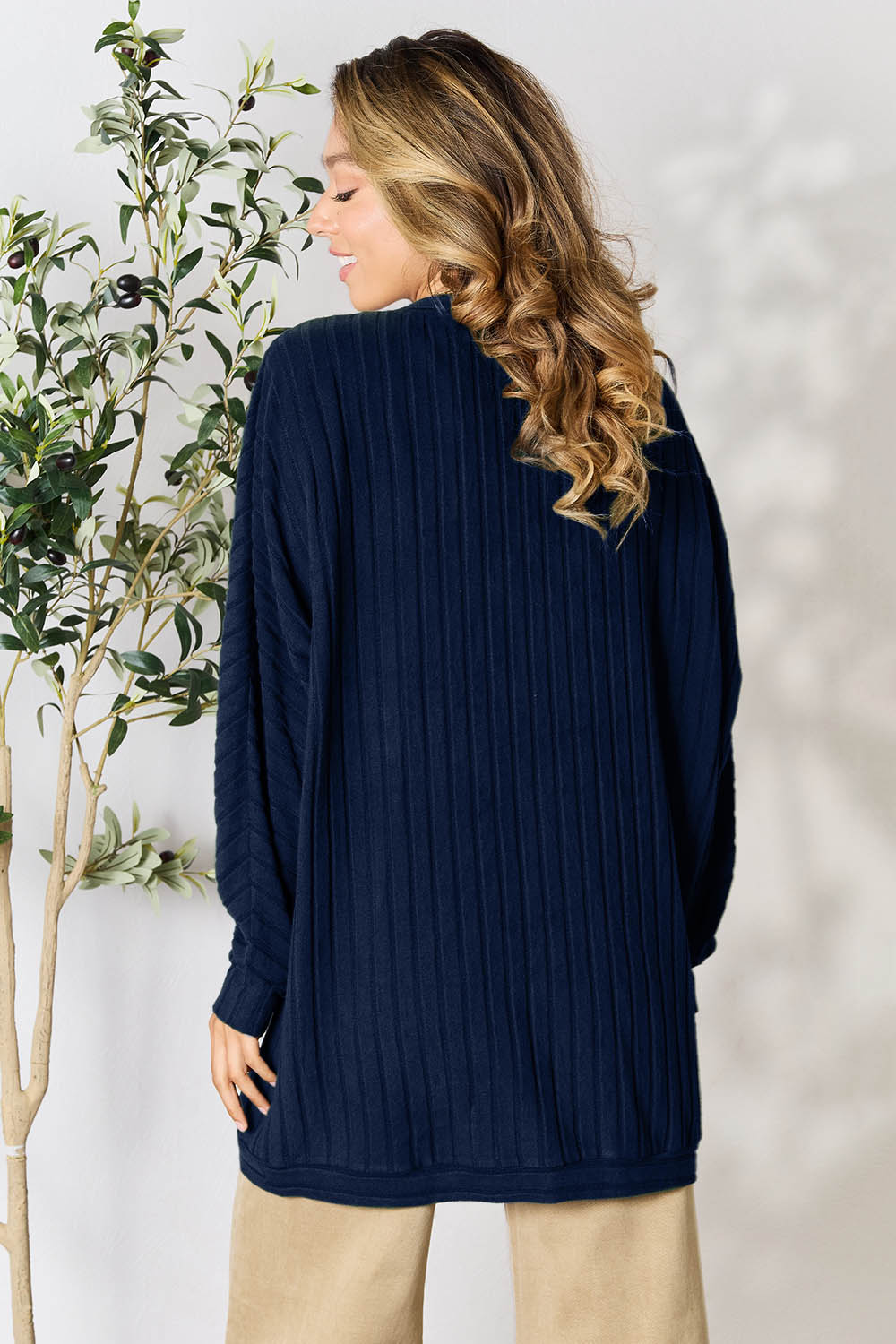 Basic Bae Full Size Ribbed Cocoon Cardigan.