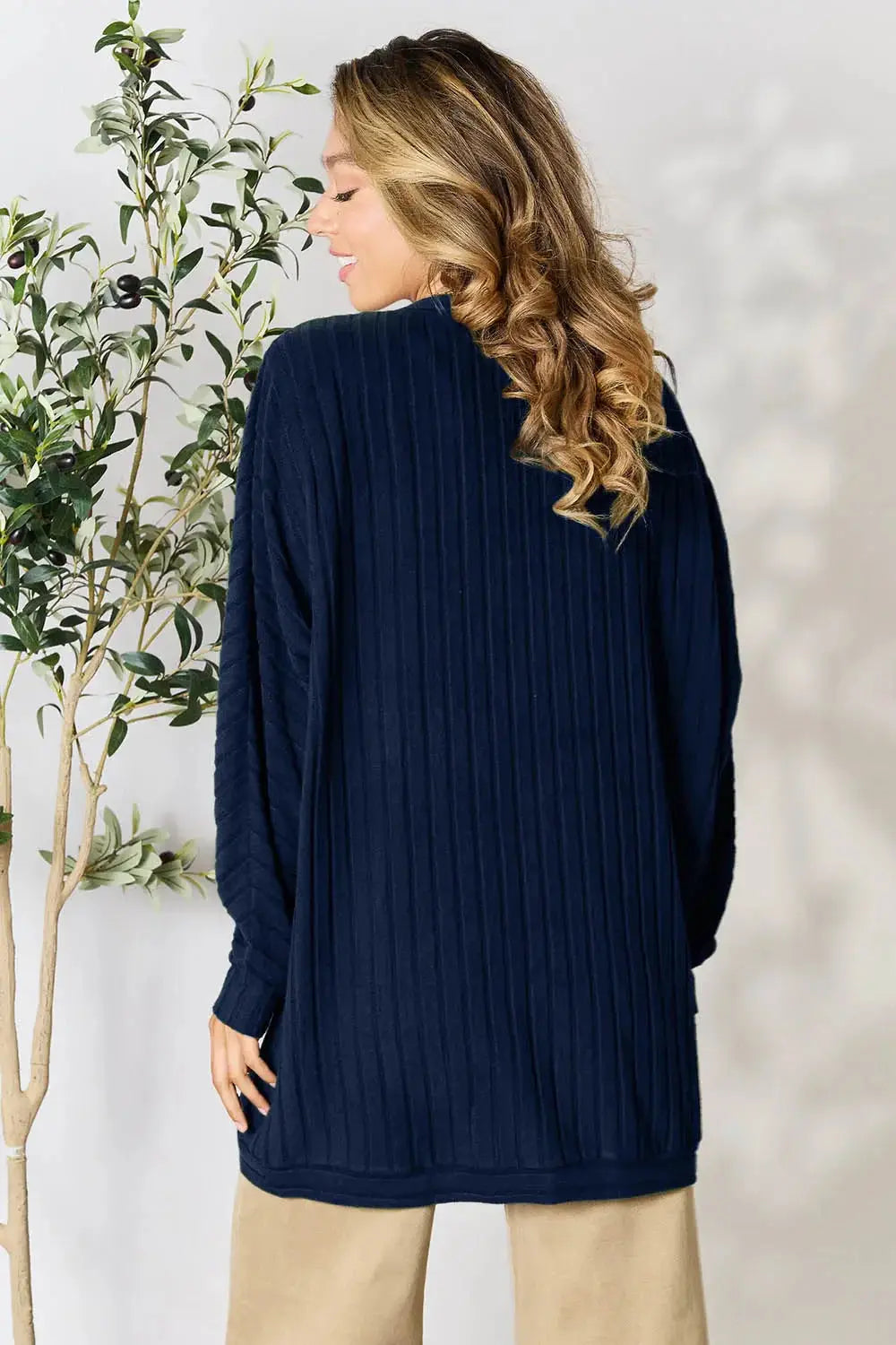 Basic Bae Full Size Ribbed Cocoon Cardigan - Love Salve