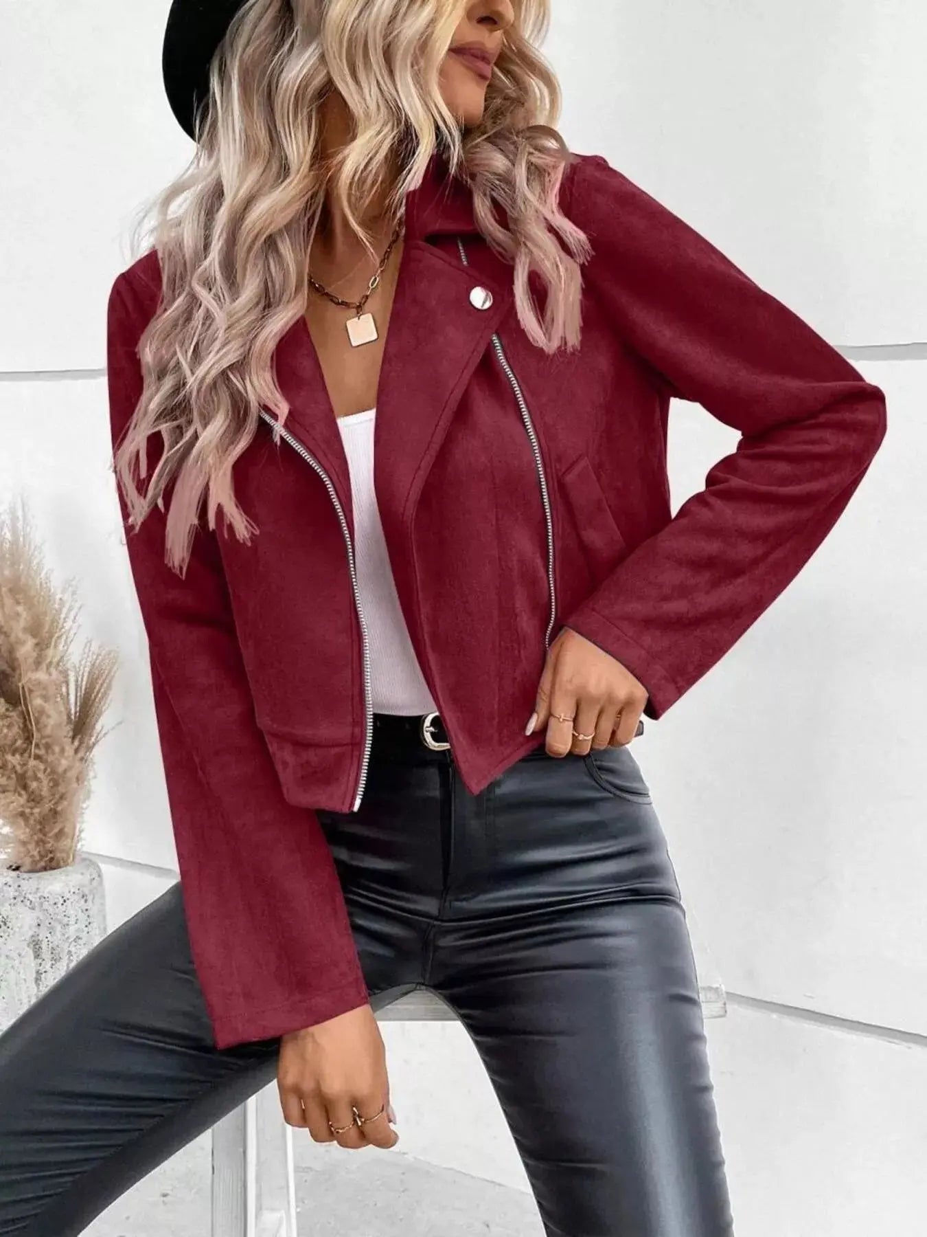 Zip Up Cropped Jacket Simply Love