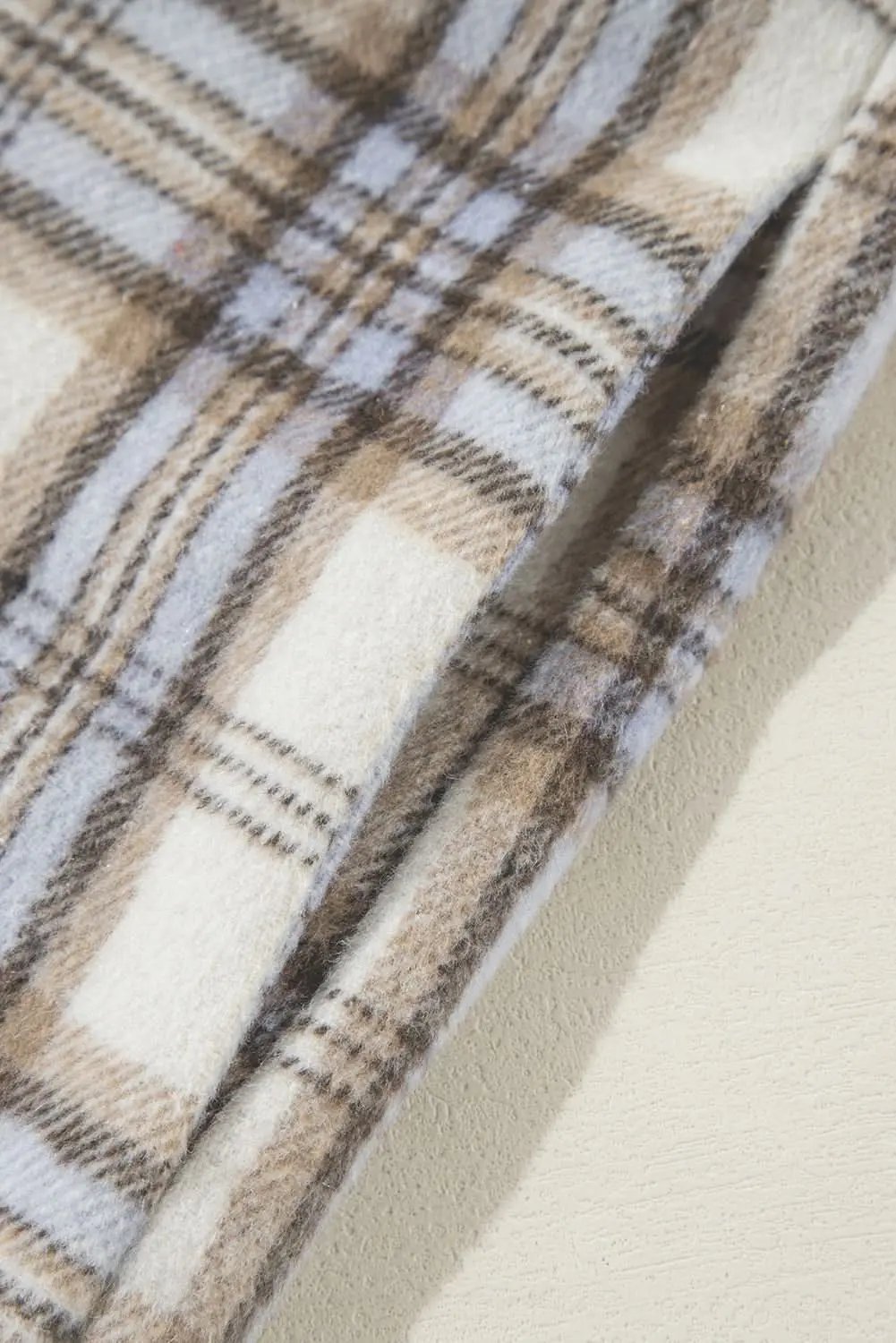 Chic white plaid plus size shacket - Love Salve 