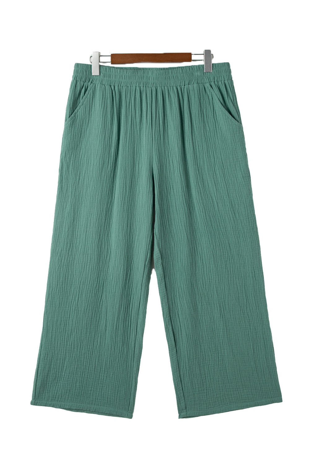 Chic smoke green plus size wide leg pants