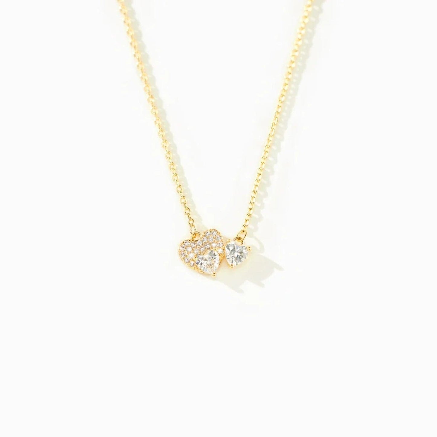 18K Gold-Plated 925 Sterling Silver Zircon Heart Necklace.