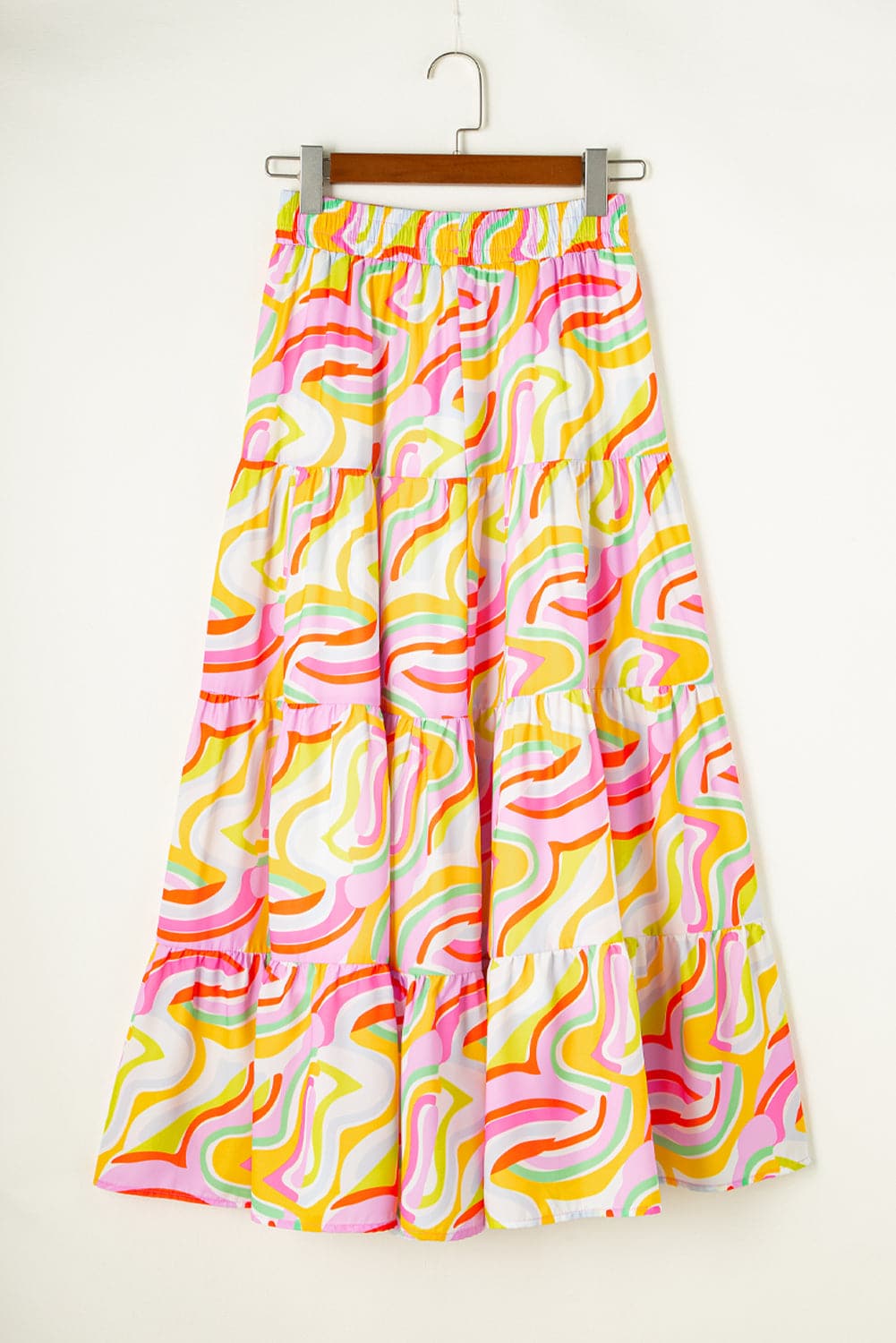 Printed Elastic Waist Skirt.