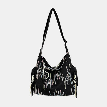 Textured nylon shoulder bag