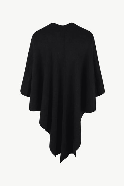 Surplice Neck Pom-Pom Trim Poncho.