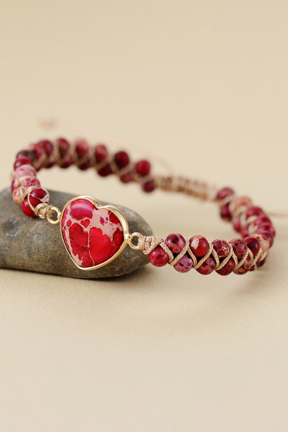 Handmade Heart Shape Natural Stone Bracelet.