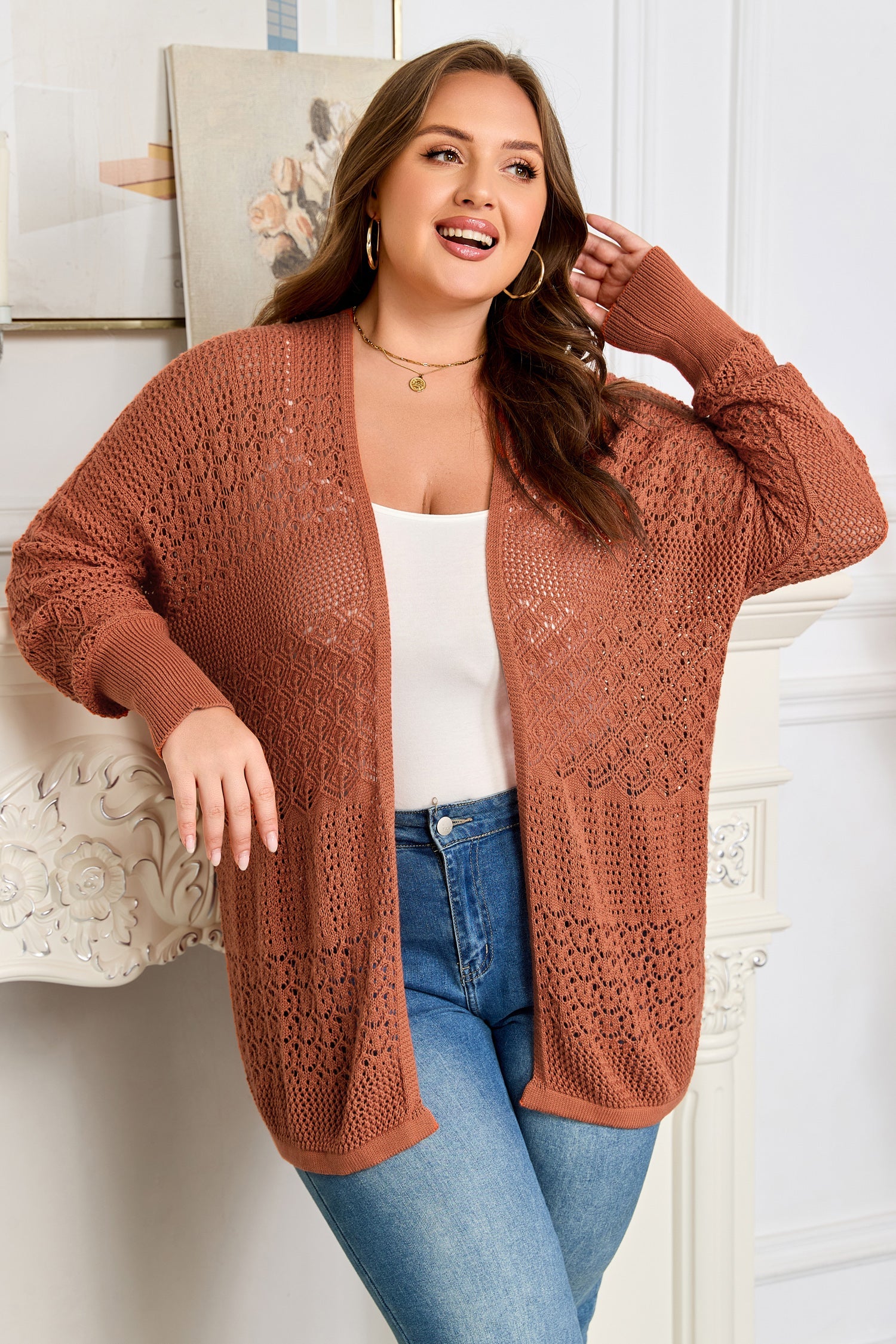 Dear-Lover Redwood Cardigan Women's Casual Open Front Knit Plus Size Fall Layering Dear-Lover Dropshipping